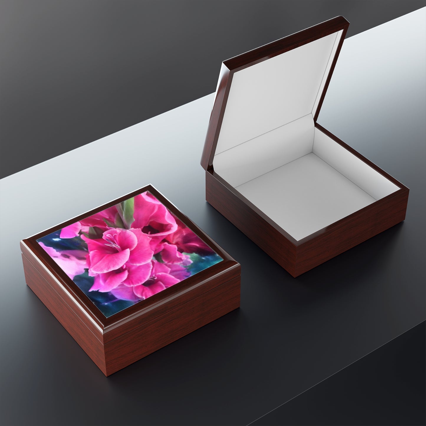 Dark Pink Gladiolas Jewelry Box