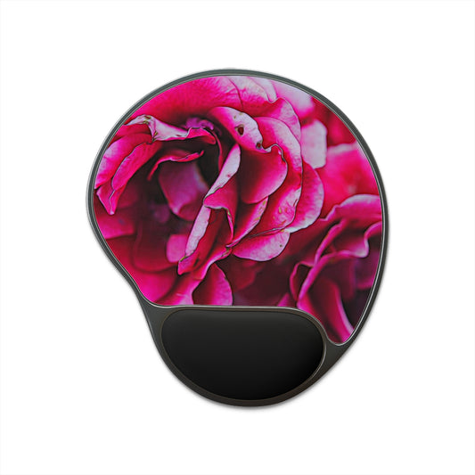 Dark Pink Flowers Mouse Pad With Wrist Rest
