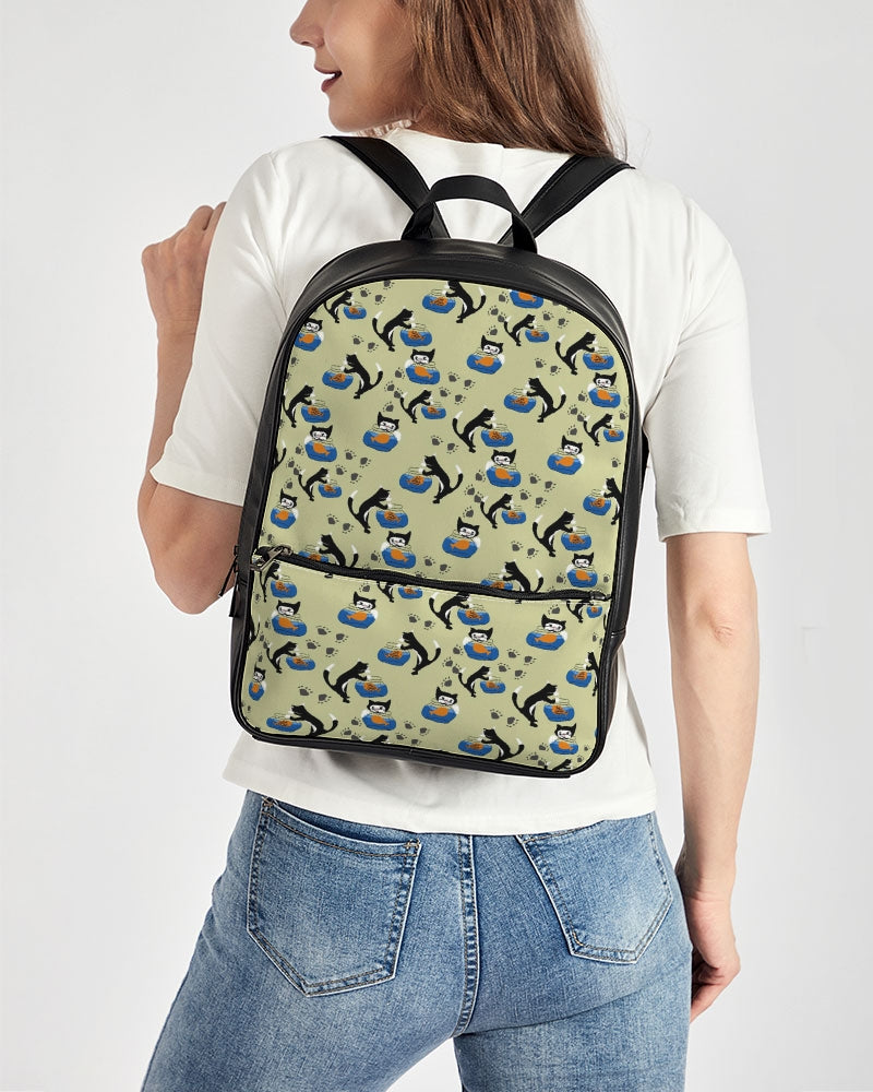 Cat and a Fishbowl Classic Faux Leather Backpack
