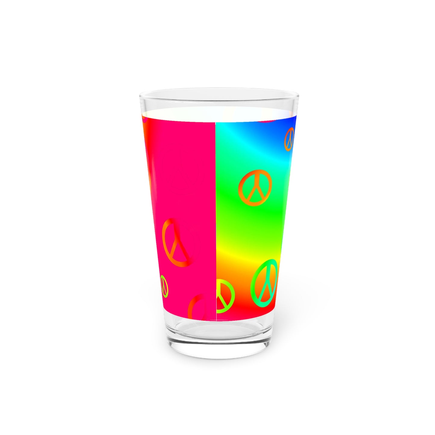 Rainbow Peace Signs Pint Glass, 16oz
