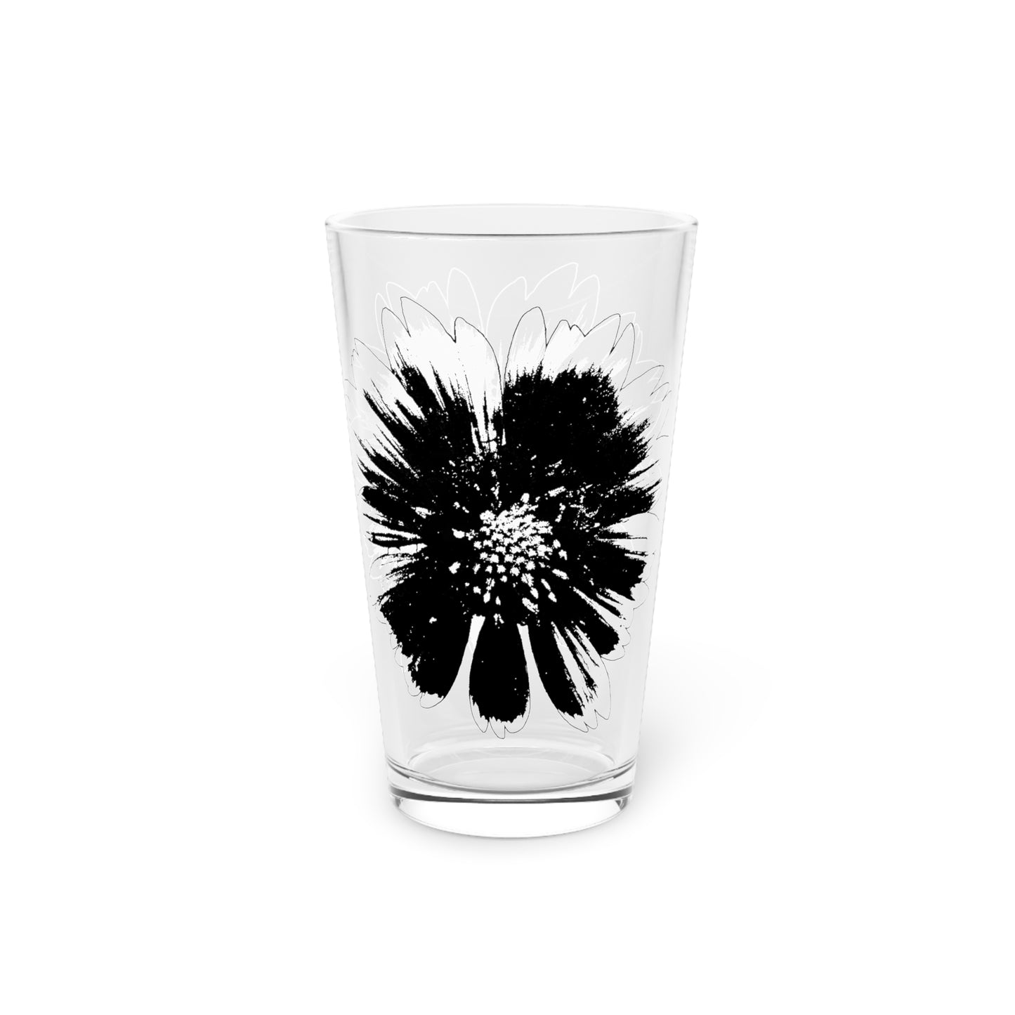 Black and White Gaillardia Pint Glass, 16oz