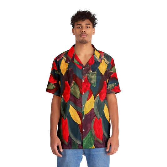 Colorful Watercolor Leaves Men's Hawaiian Shirt (AOP)