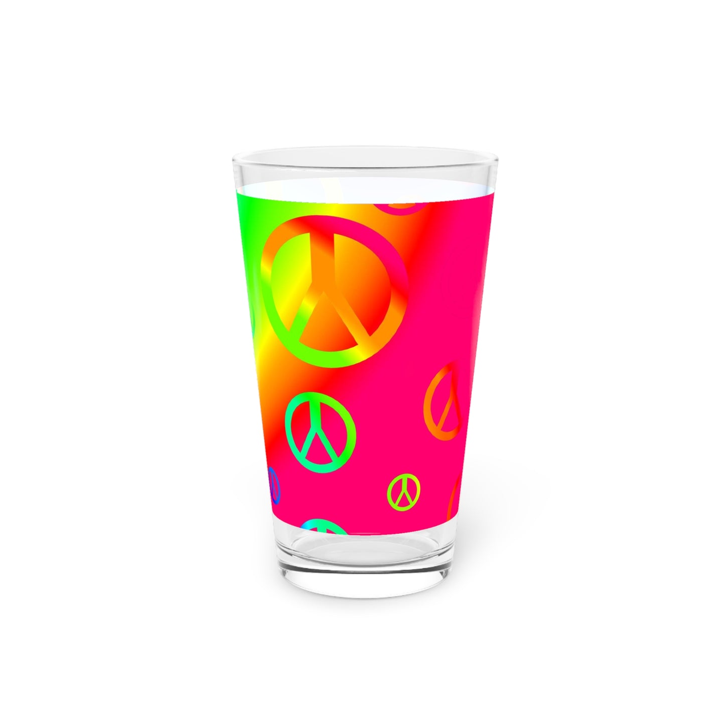 Rainbow Peace Signs Pint Glass, 16oz
