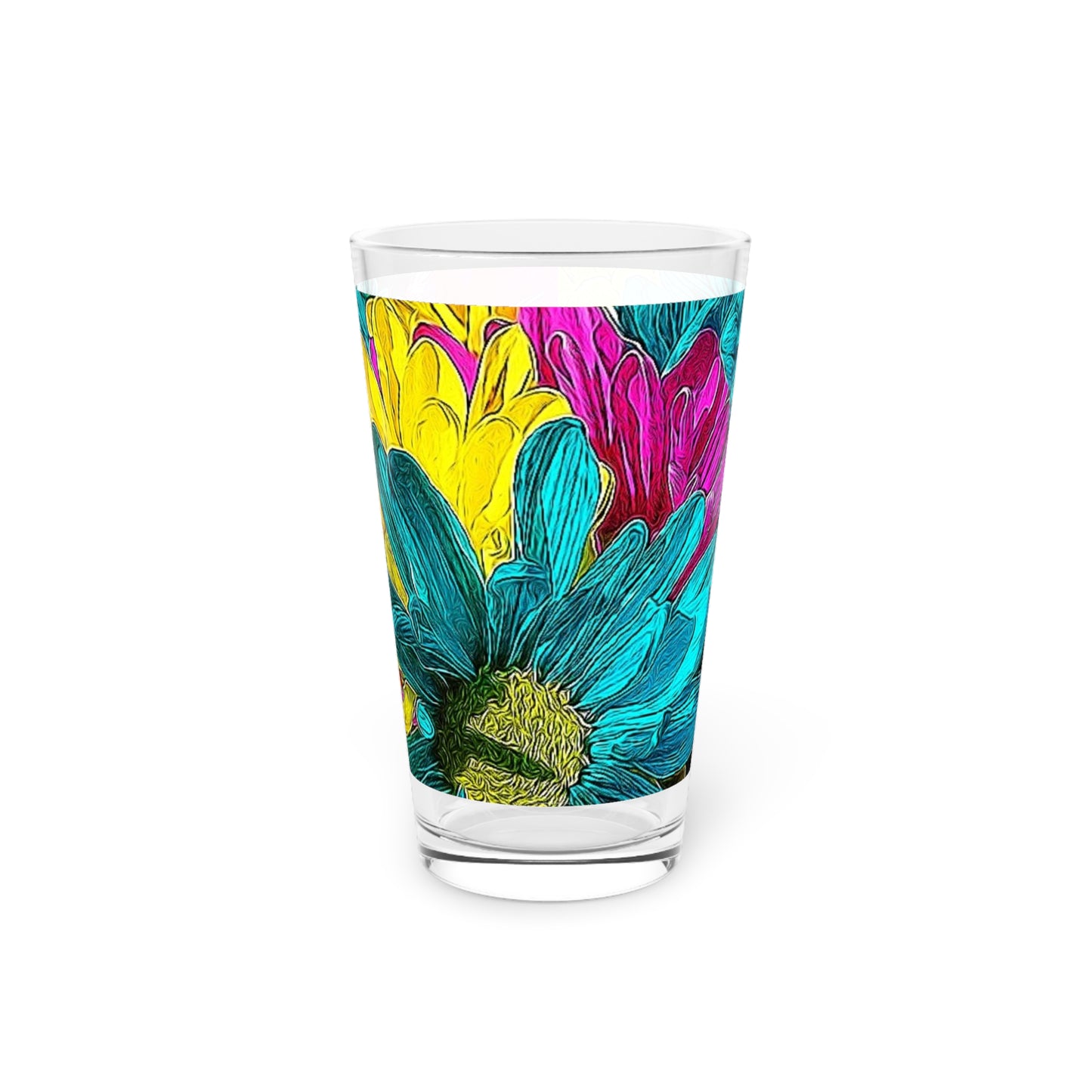 Colorful Daisies Pint Glass, 16oz