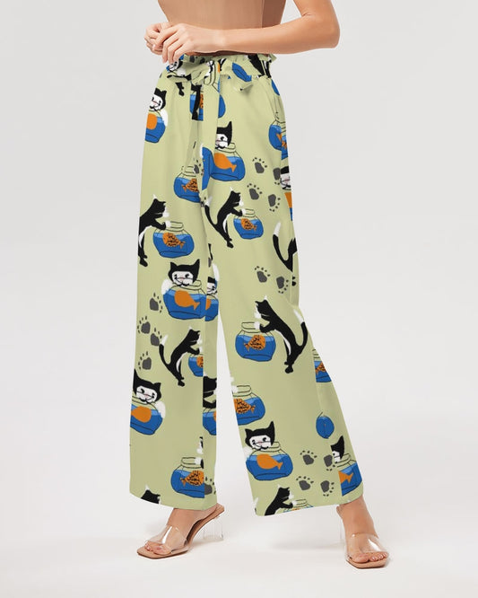 Cat and a Fishbowl Women's All-Over Print High-Rise Wide Leg Pants