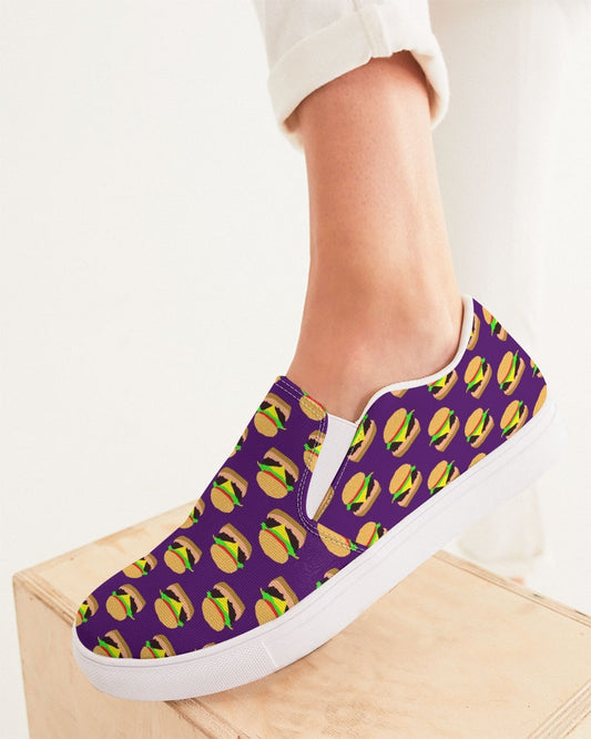 Cheeseburger Pattern Women's Slip-On Canvas Shoe