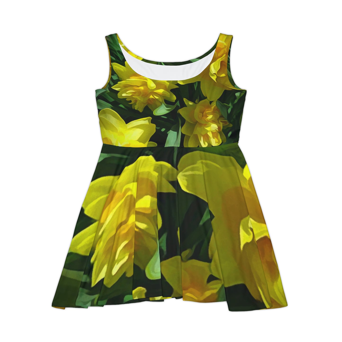 Bright Yellow Daffodils Women's Skater Dress (AOP)