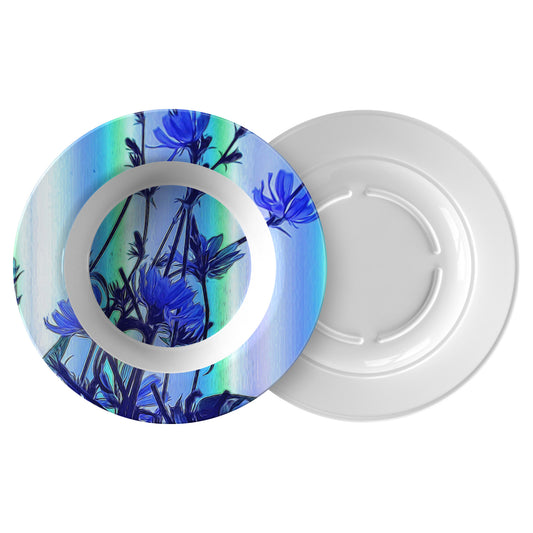 Blue Wildflowers with Backlight Dinner Bowl