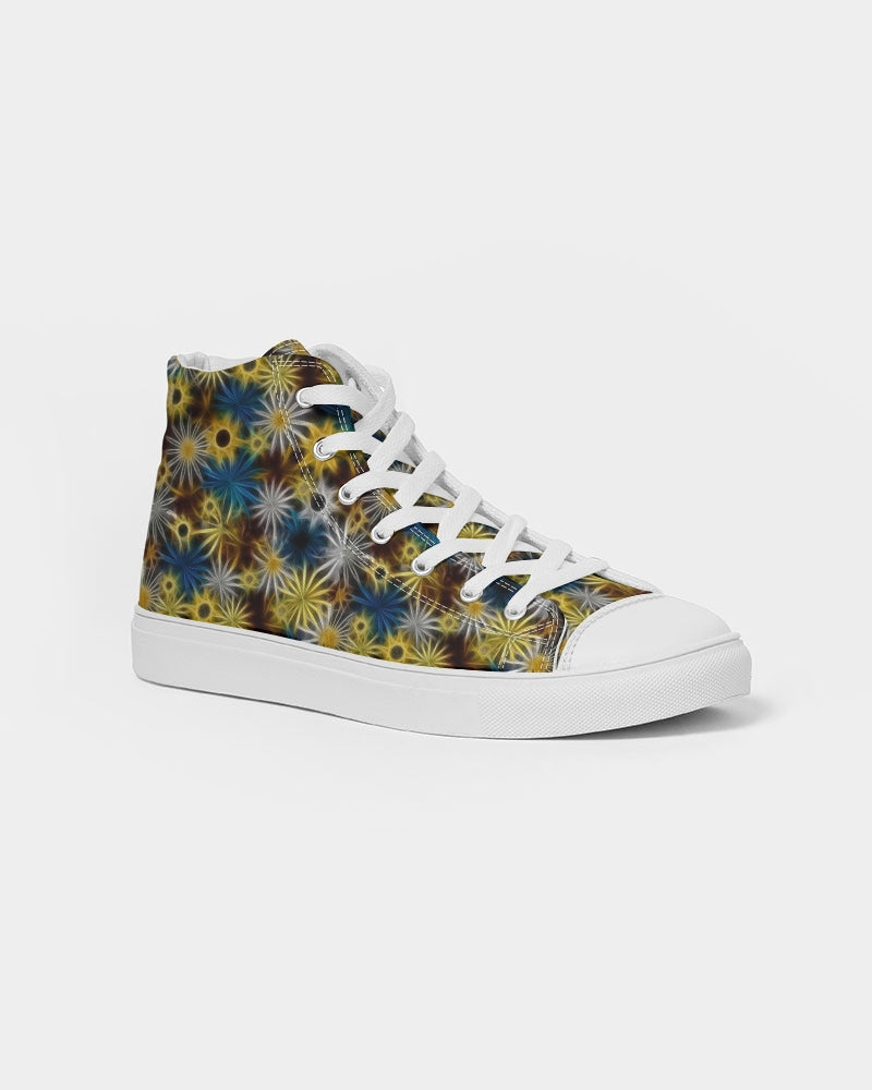 Blue and Yellow Glowing Daisies Women's Hightop Canvas Shoe
