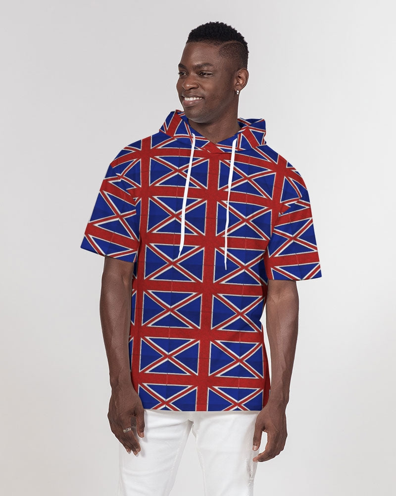 British Flag Pattern Men's All-Over Print Premium Heavyweight Short Sleeve Hoodie