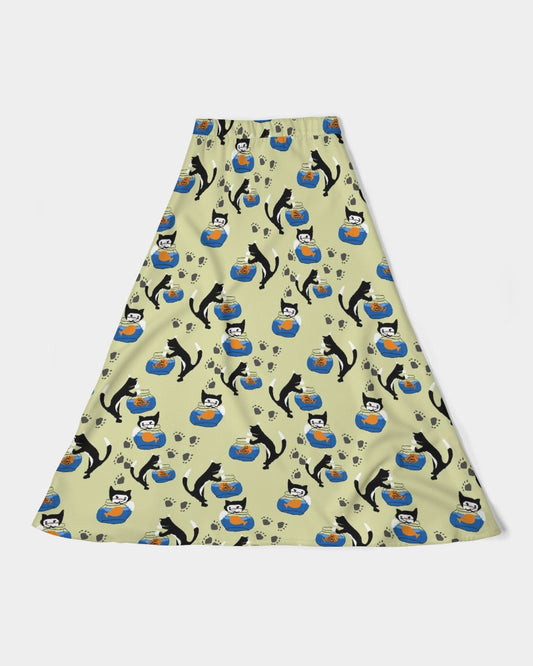 Cat and a Fishbowl Women's All-Over Print A-Line Midi Skirt