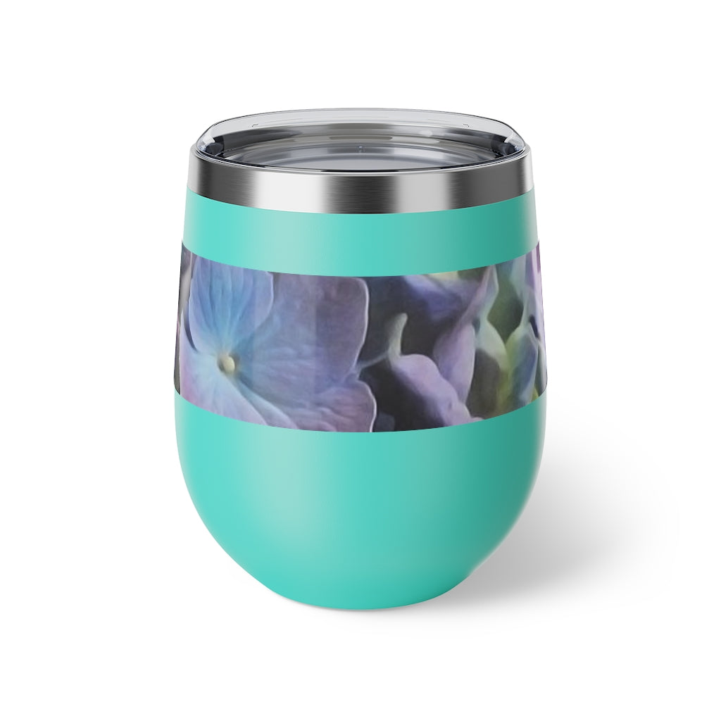 Blue and Purple Hydrangea Copper Vacuum Insulated Cup, 12oz