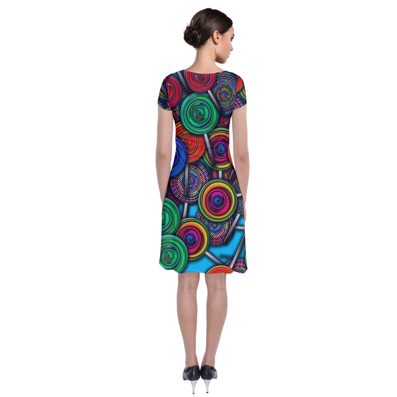 Colorful lolipops Short Sleeve Front Wrap Dress