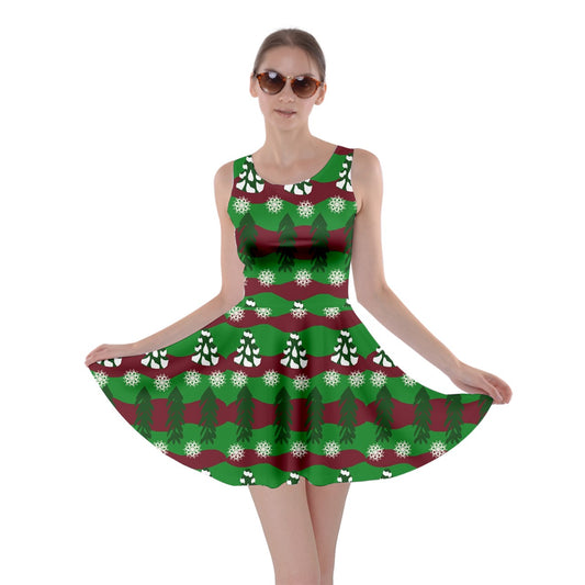 snowy evergreen pattern Skater Dress