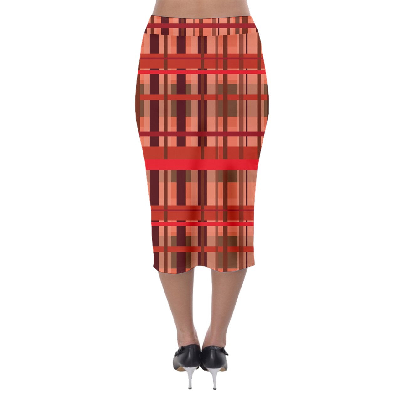 Fall Plaid Midi Pencil Skirt