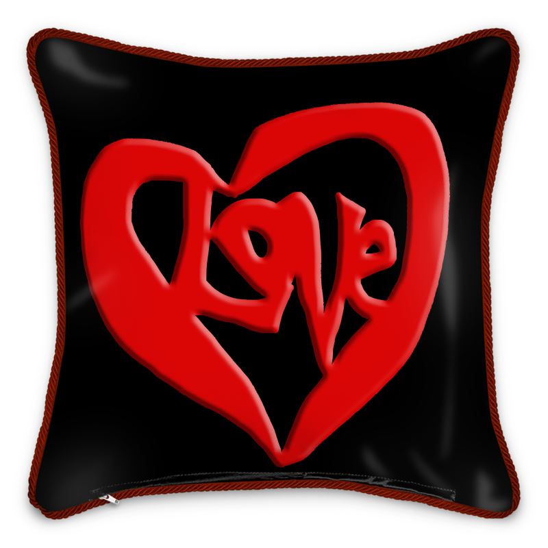 Love Text In Valentine Heart Silk Cushion