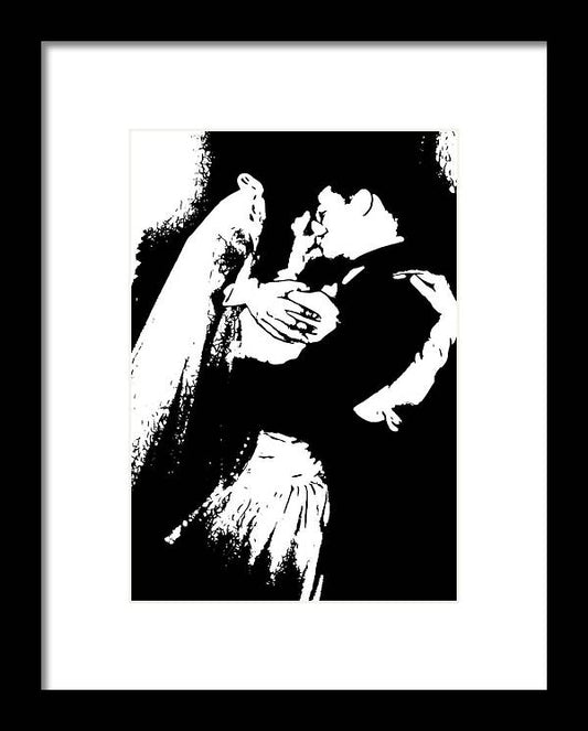 1940s Wedding Kiss Two Tone - Framed Print
