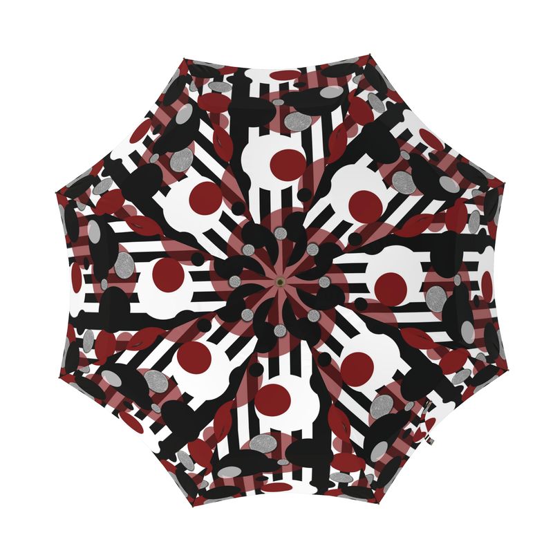 Black White Stripes Red Dots Umbrella
