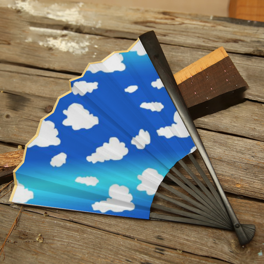 Clouds Pattern Double-side Custom Spun Silk Fan Retro Hand-held Folding Fan