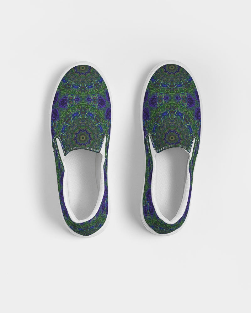 blue Green Ribbon Kaleidoscope Women's Slip-On Canvas Shoe