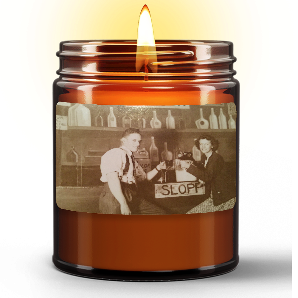 Ray and Shirl 1940s Bar Art Natural Wax Candle in Amber Jar (9oz)