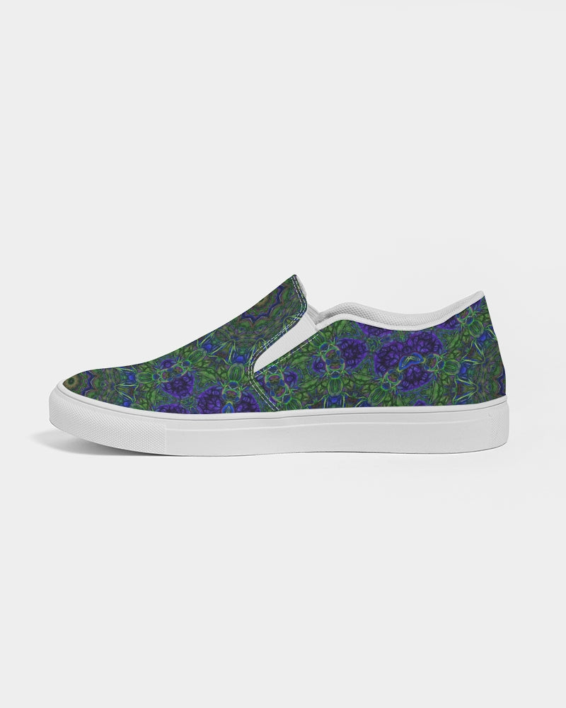 blue Green Ribbon Kaleidoscope Women's Slip-On Canvas Shoe