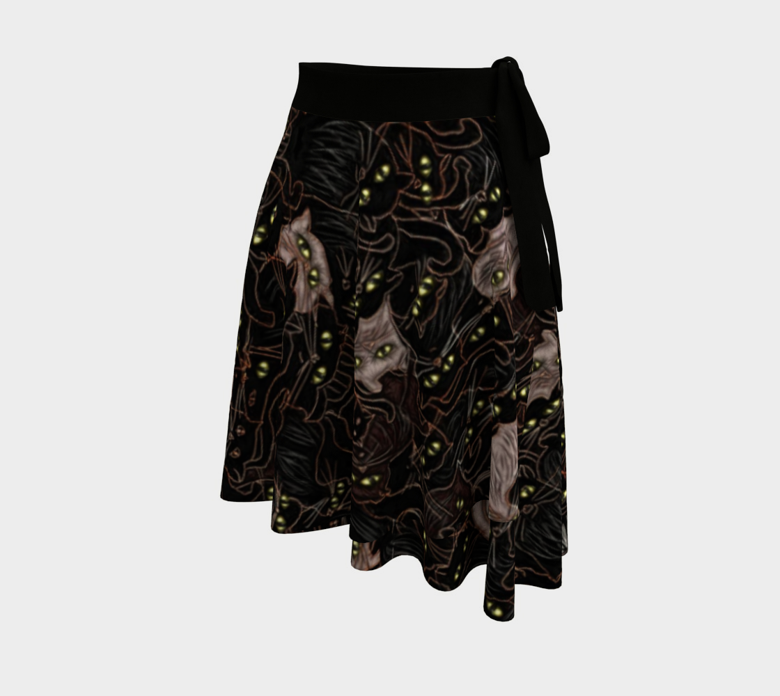 Black Cats Wrap Skirt