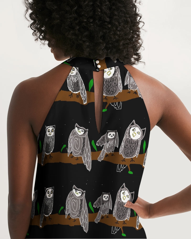 Owls Pattern Women's Halter Dress