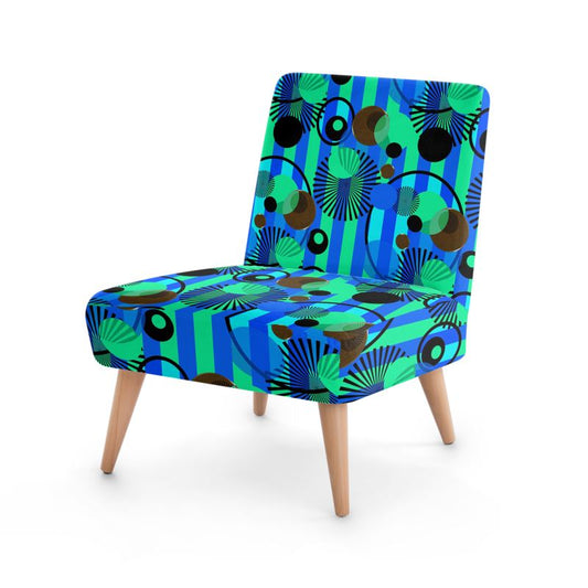 Blue Green Stripes Dots Occasional Chair