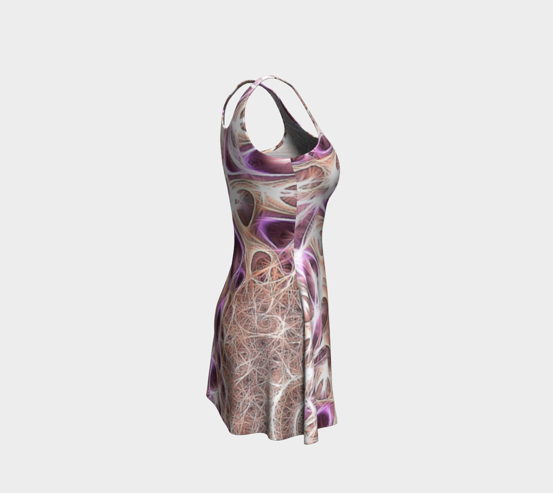 Purple Bubble Fractal Strings Flare Dress
