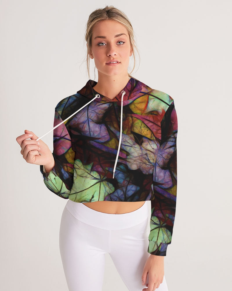Fall Leaves Abstract Women's Cropped Hoodie