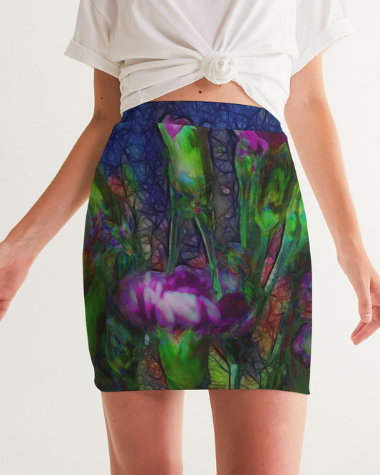 Abstract Pink Carnations Women's Mini Skirt