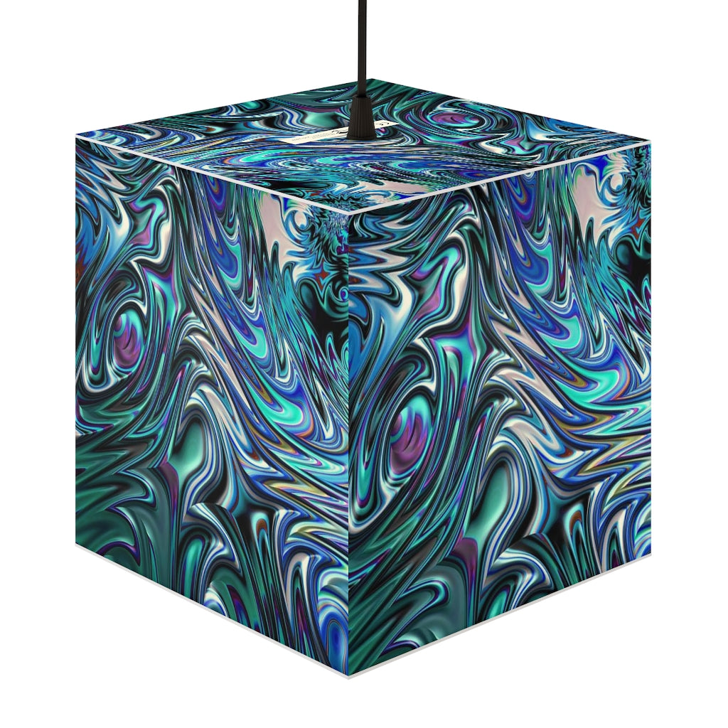 Blue Swirl Fractal Personalized Lamp