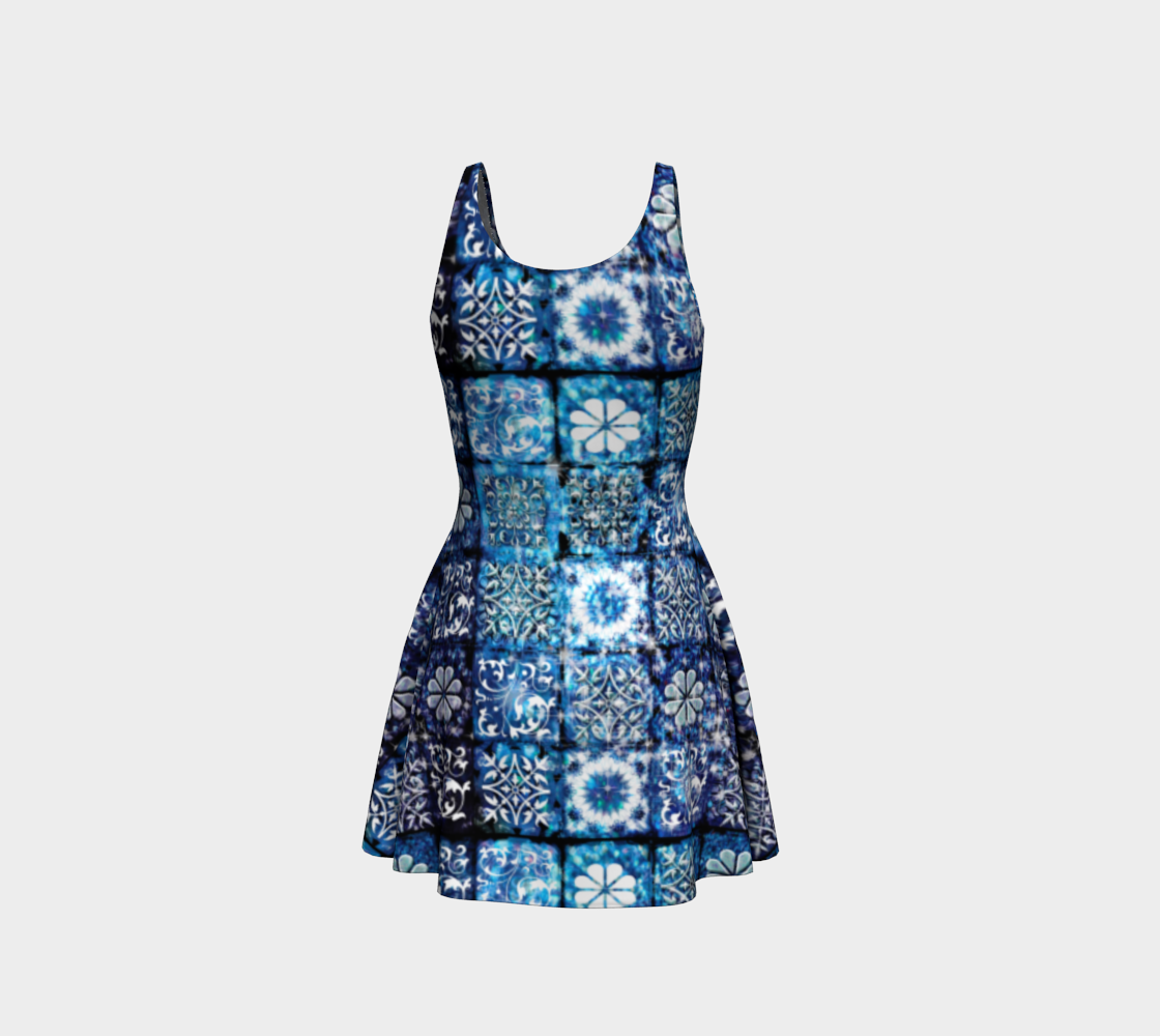 Blue Ice Crystals Flare Dress