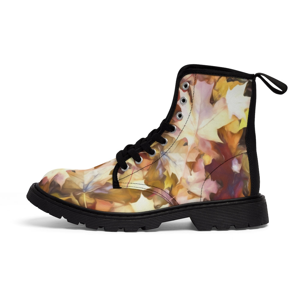 Fall Leaves Bright Women's Canvas Boots