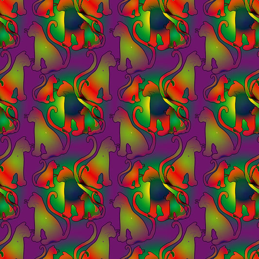Abstract Rainbow Cats Pattern Digital Image Download