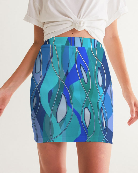 Wavy Blue Women's Mini Skirt