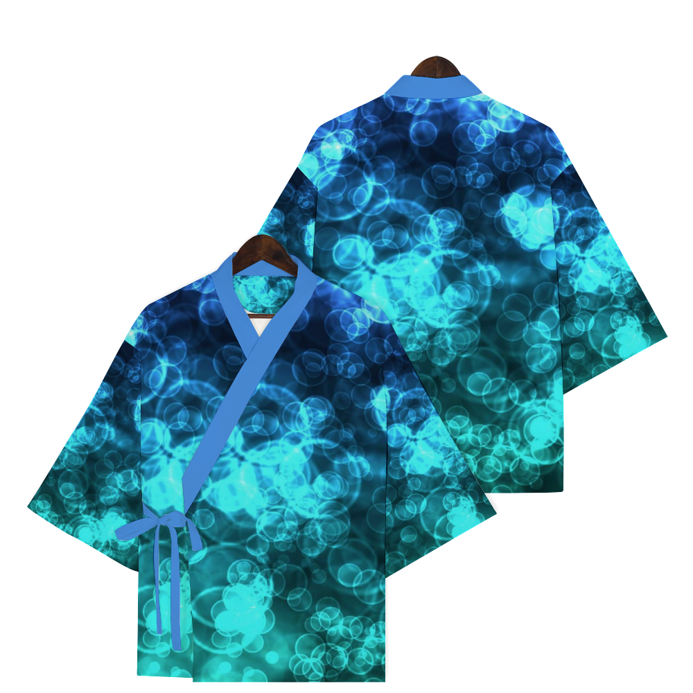 Blue Ocean Bokeh Custom Unisex Loose fit Cardigan Jacket Japanese Style Kimono