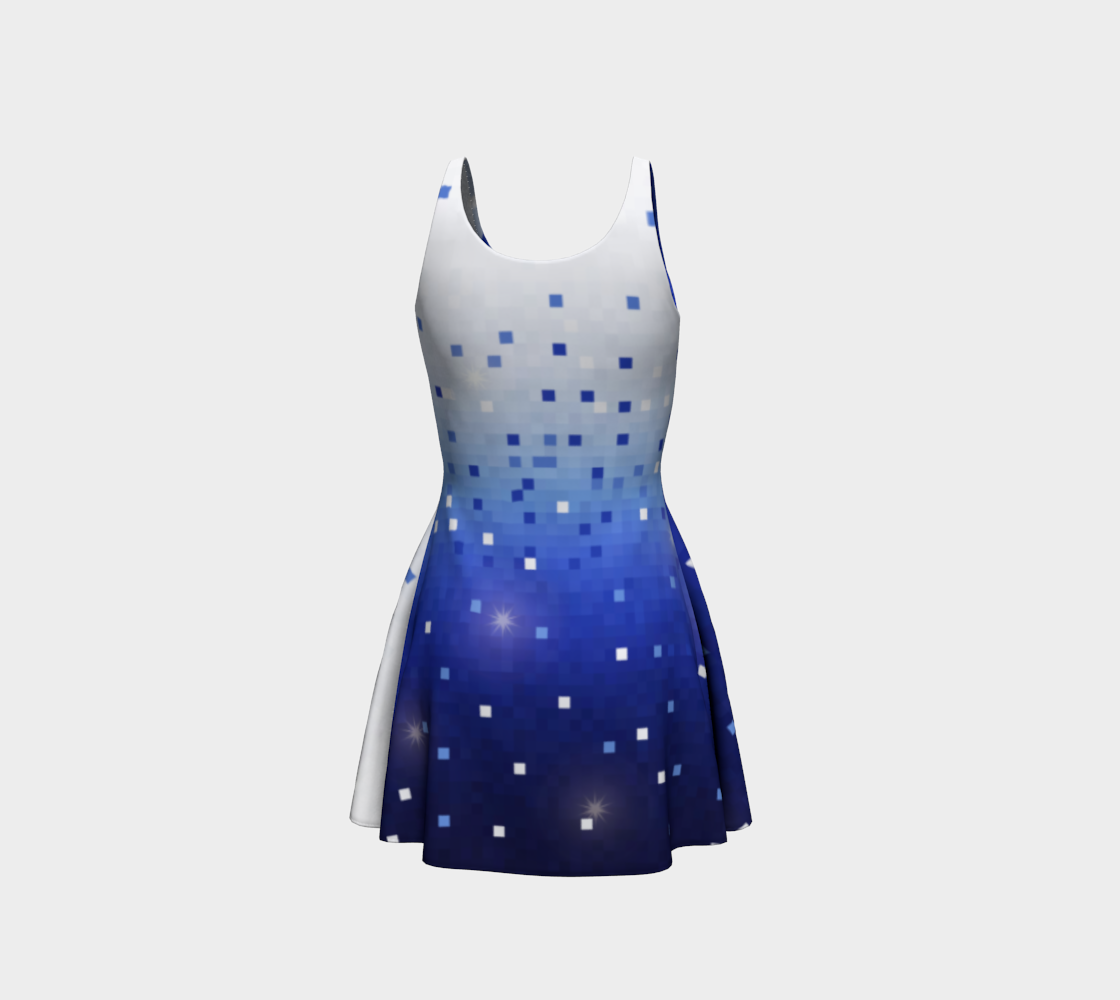 Blue Square Confetti Flare Dress