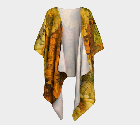Yellow Zinnias Draped Kimono
