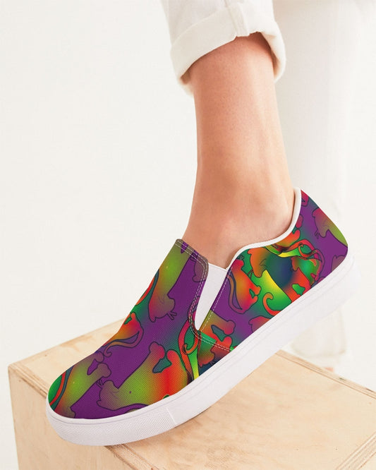 Abstract Rainbow Cats Pattern Women's Slip-On Canvas Shoe