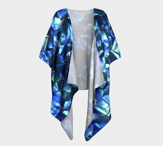 Blue Crystal Draped Kimono