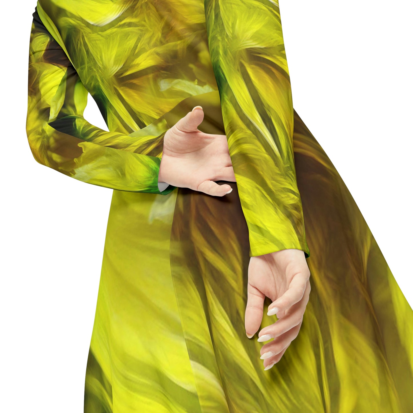 Yellow Daffodils Women's Long Sleeve Dance Dress