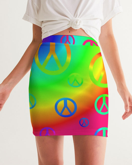 Rainbow Peace Signs Women's Mini Skirt