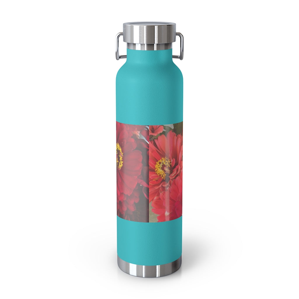 Peach and Pink Zinnias 22oz Vacuum Insulated Bottle