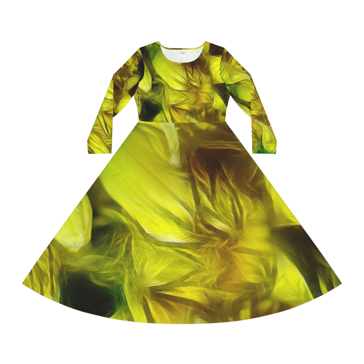 Yellow Daffodils Women's Long Sleeve Dance Dress