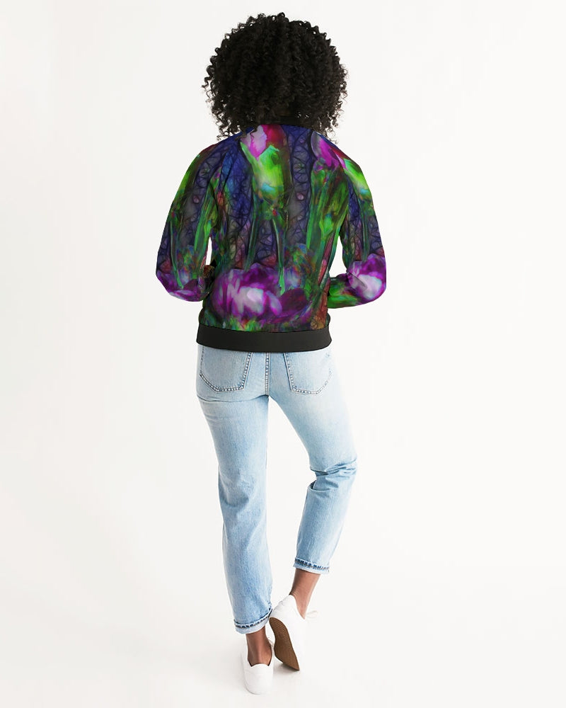 Abstract Pink Carnations Women's Bomber Jacket