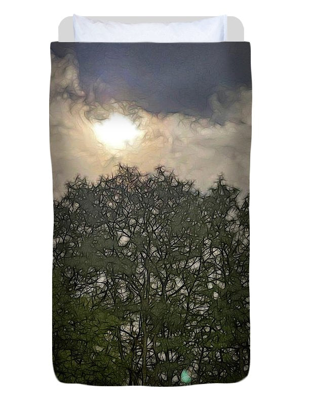 Harvest Moon Over Trees - Duvet Cover