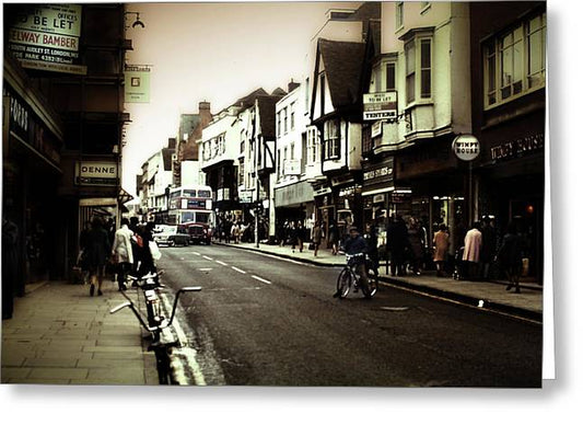 London Street With Bicycles - Greeting Card