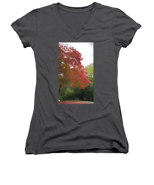 Maple Tree In October - Women's V-Neck
